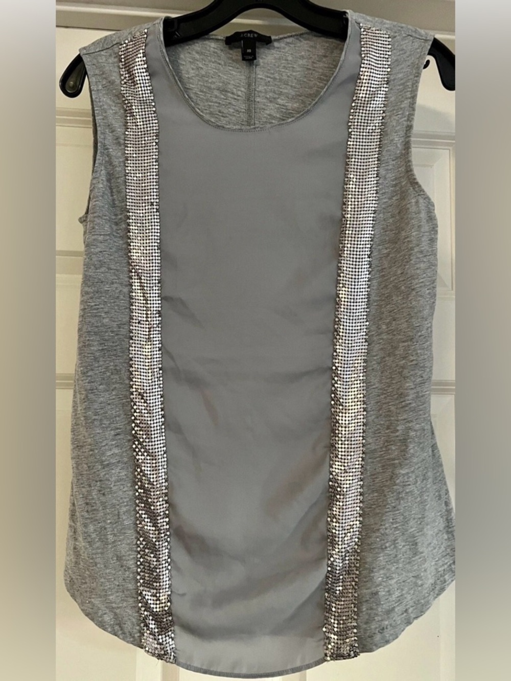 J. Crew Tank Top XL Gray Old Money Mixed Media Quiet Luxury Vintage Glam Career
